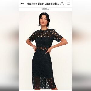Lulu's black lace midi dress, size S